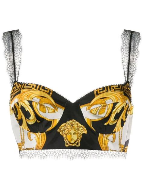 Versace Lace Trimmed Silk Bra Top on SALE 